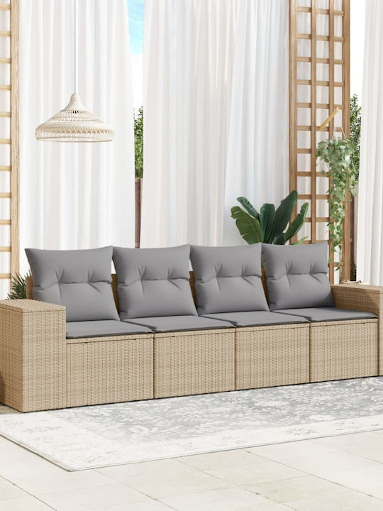 Canapea Cu Patru Locuri De Exterior Din Rattan Cu Perne 55x55x69cm