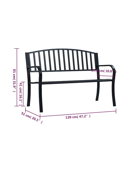 Bench Outdoor Metal Black 120x51x60cm