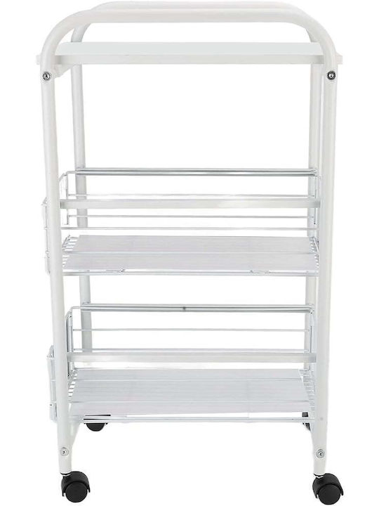 Quasar Металик Кухненско Тролей с 3 Позиции Бял 24x36.1x64см