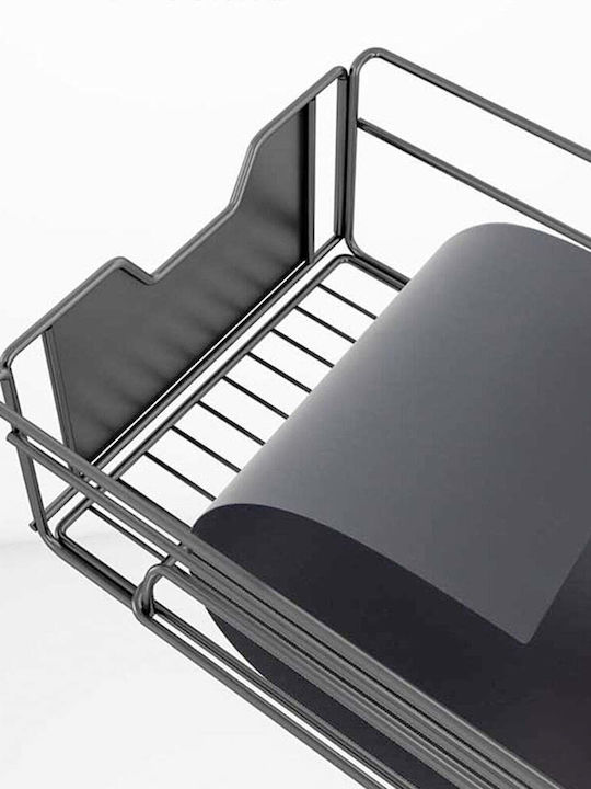 Quasar Металик Кухненски Стелаж Тролей 3 Позиции Черен 36x24x64см