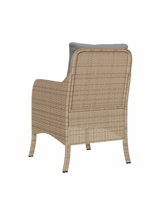 Fotoliu de exterior Rattan Bej cu pernă 2buc 48x51x86cm