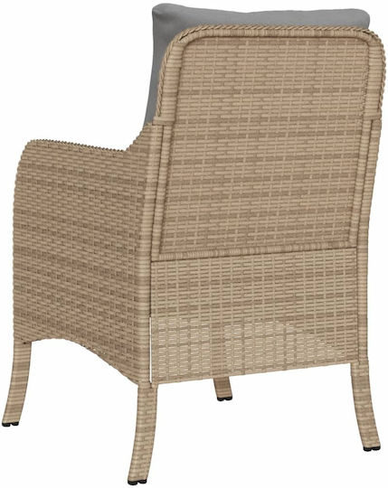 Outdoor-Sessel Rattan Beige mit Kissen 2Stück 48x51x86εκ.