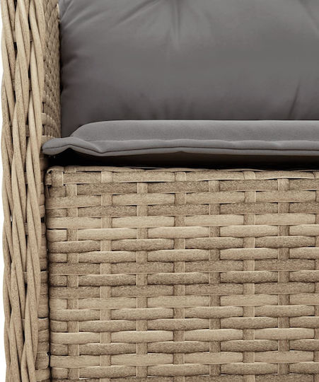 Outdoor-Sessel Rattan Beige mit Kissen 2Stück 48x51x86εκ.