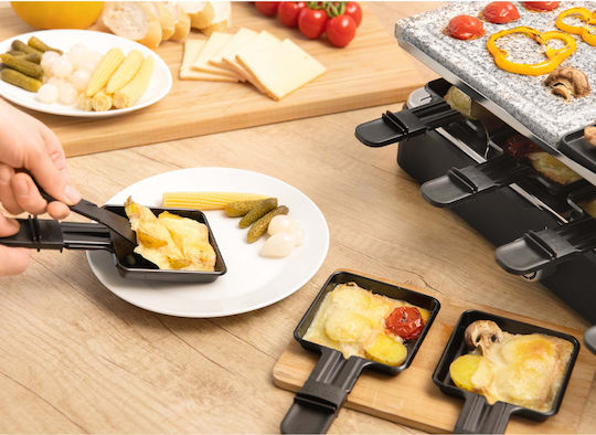 Sencor Επιτραπέζια Ηλεκτρική Ψησταριά Raclette Λείας και Αυλακωτής Πλάκας 1400W με Ρυθμιζόμενο Θερμοστάτη 21x21εκ.