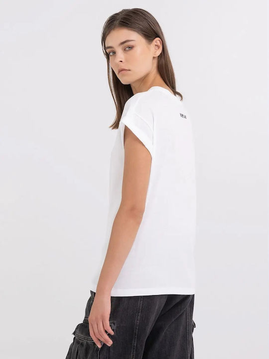 Replay Women's Summer Blouse Cotton Short Sleeve White