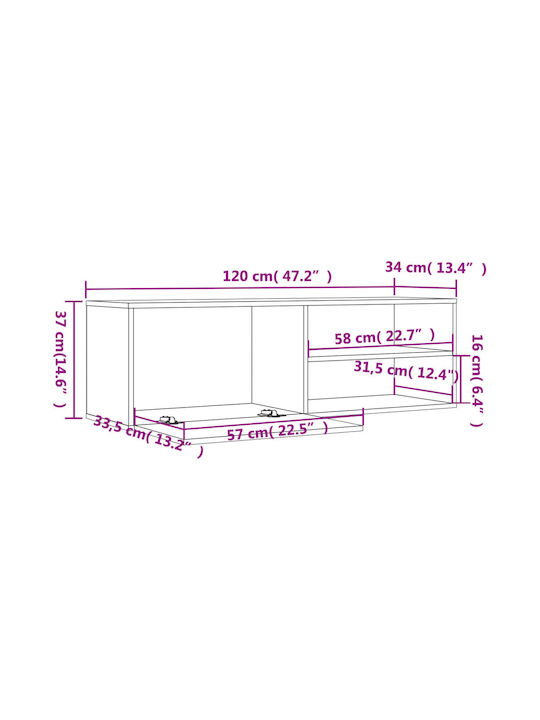 TV Stand Gray M120xD34xH37cm