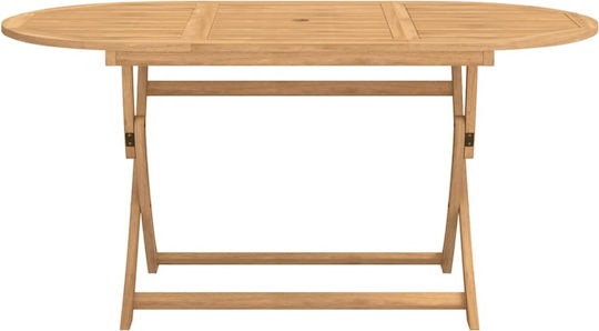 Outdoor Dinner Foldable Wood Table Natural 160x85x75cm