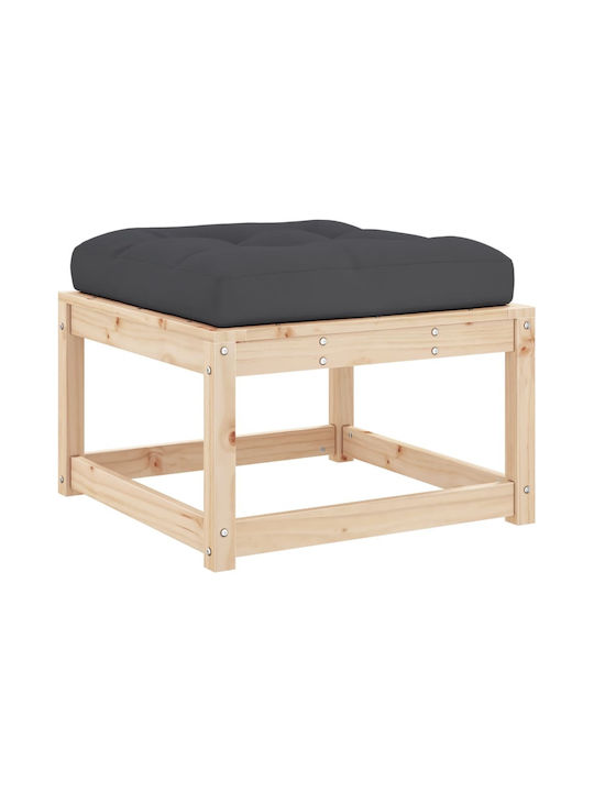 Wooden Garden Stool Cube Outdoor with Brown Cushion
