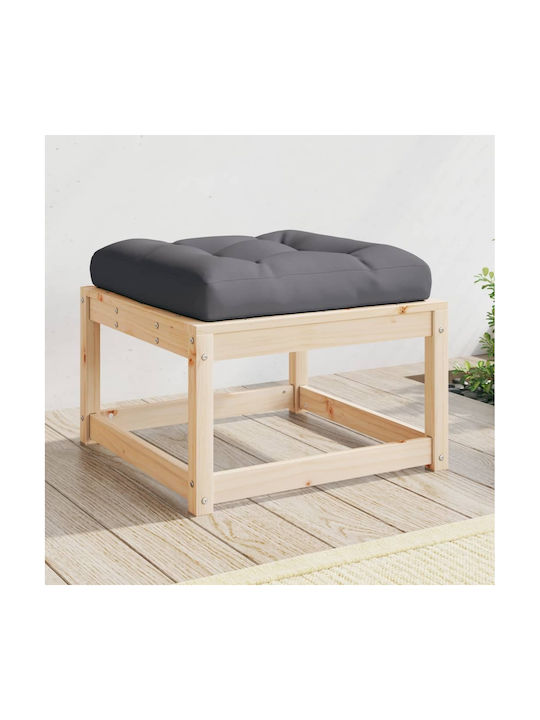 Wooden Garden Stool Cube Outdoor with Brown Cushion