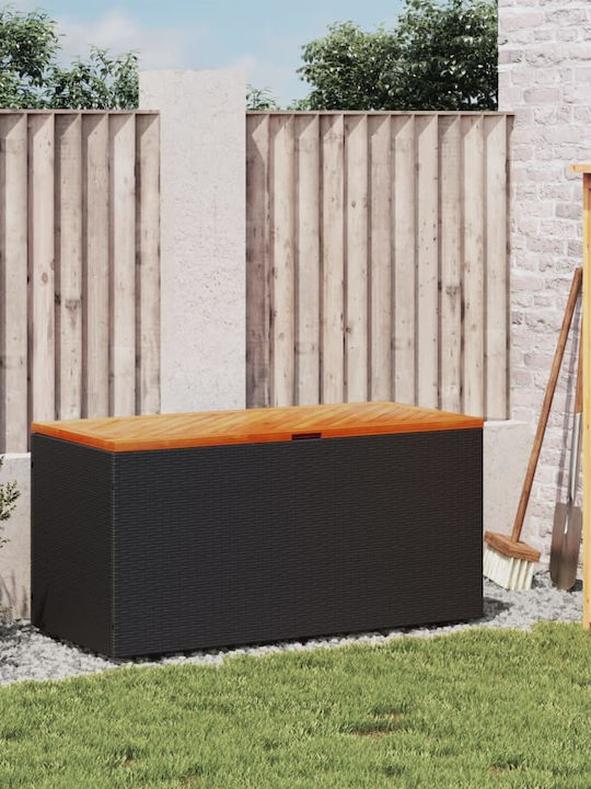 vidaXL Cutie de depozitare pentru exterior Rattan Negru L110xW50xH54buc