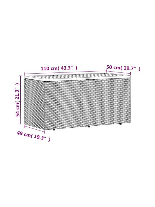 vidaXL Cutie de depozitare pentru exterior Rattan Negru L110xW50xH54buc