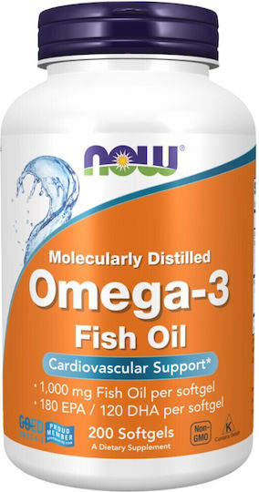 Now Foods Molecularly Distilled Omega 3 Fish Oil 1000mg 200 softgels