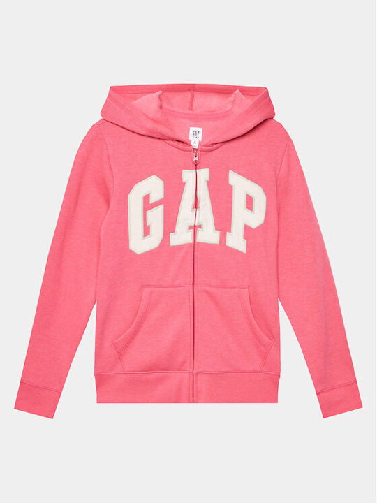 GAP Παιδική Ζακέτα Φούτερ Fleece με Κουκούλα Ροζ