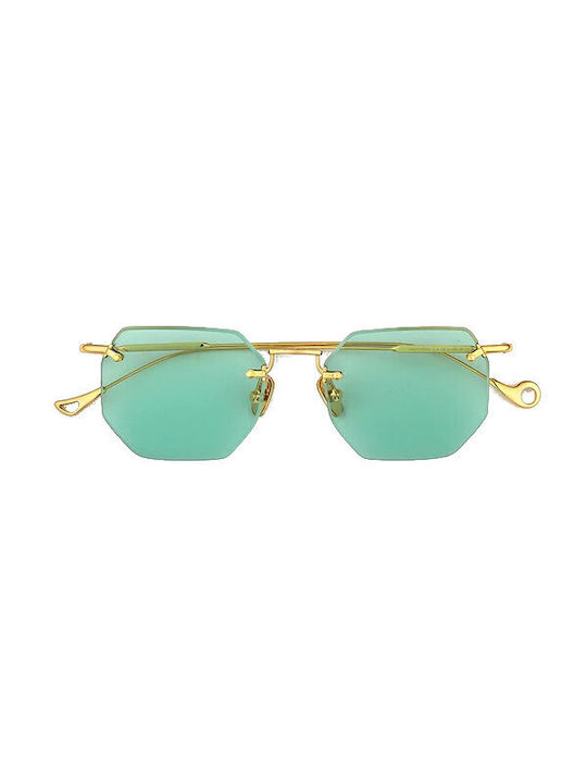 Eyepetizer Sunglasses with Gold Metal Frame and Green Lens PANTHERE-C4-48-52