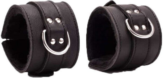 Devil Sticks Hand Cuffs Grain Leather Handcuffs in Black Color