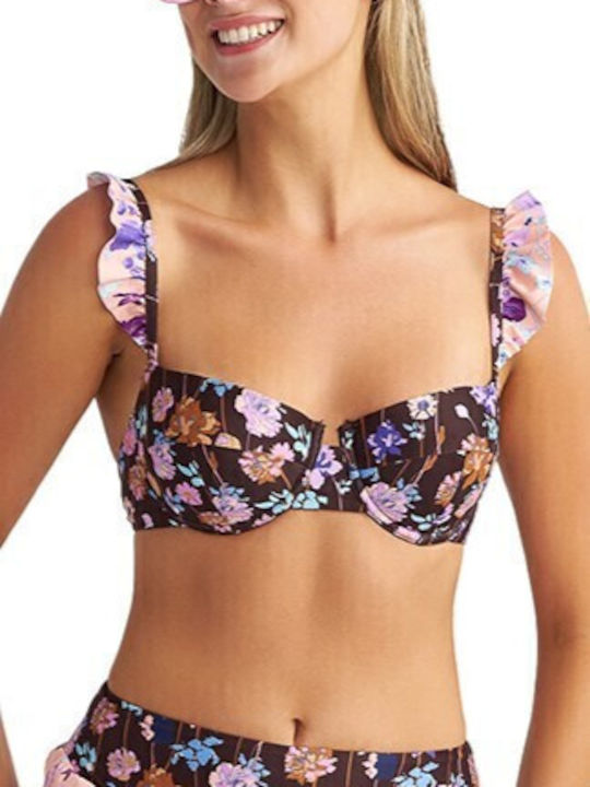 Peonie Bikini Bra C Cup Floral Brown