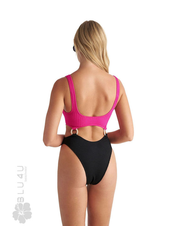 Blu4u Costum de baie întreg cu decupaje Fuschia