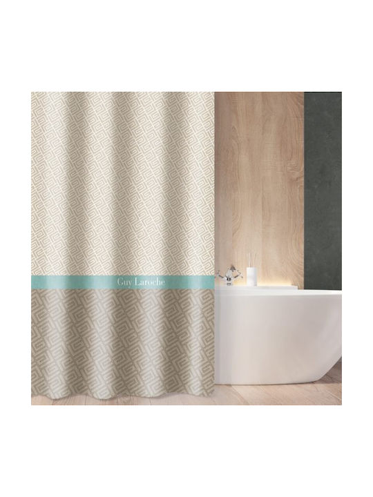 Guy Laroche Occio Shower Curtain Fabric with Hooks 240x185cm Sand