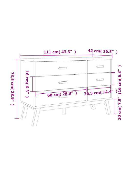 Συρταριέρα Креватокамарас с 6 чекмеджета White and Brown 68x42x73.5бр