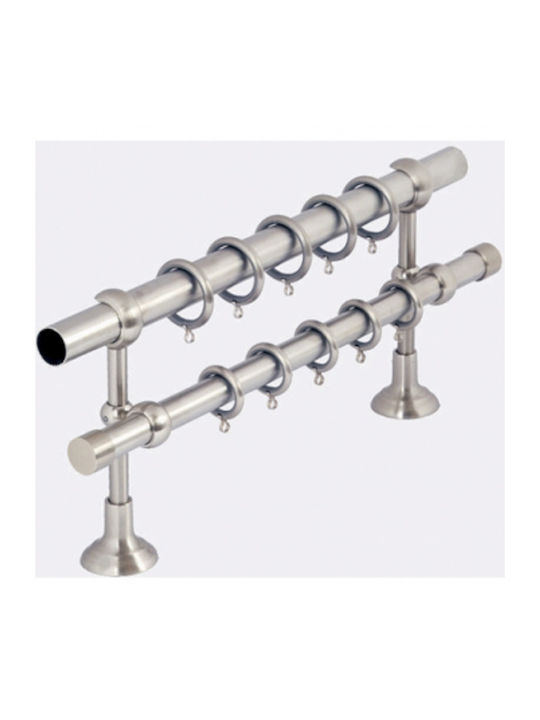 Metallic Curtain Pole Lego Strass Double with Rod Φ35mm 160cm Silver