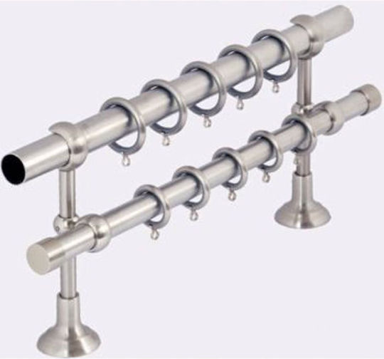 Metallic Curtain Pole Naxos Strass Double with Rod Φ35mm 160cm Silver