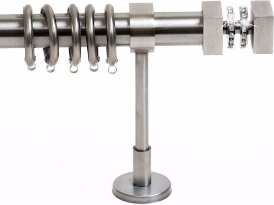 Metallic Curtain Pole Naxos Strass Double with Rail Diameter 35mm Length 160cm Silver 34945_8780