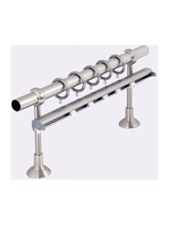 Metallic Curtain Pole Naxos Strass Double with Rail Φ35mm 160cm Silver