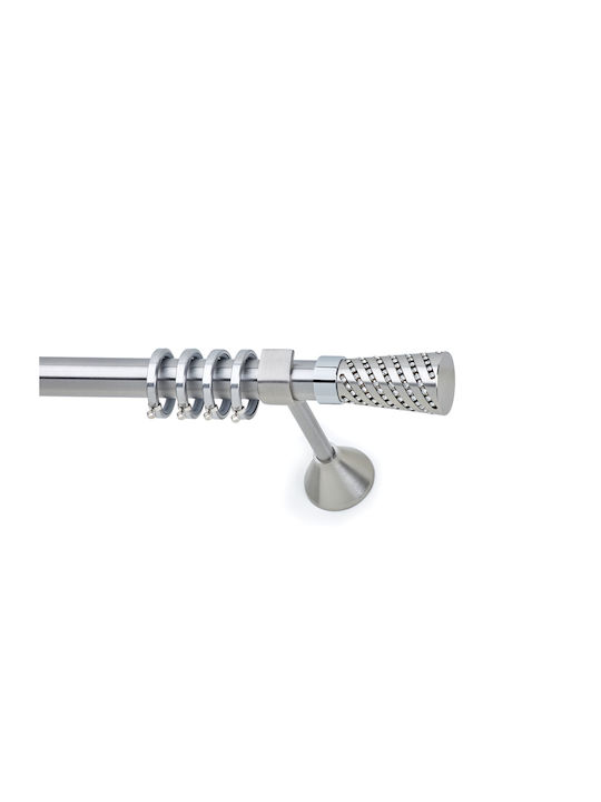Anartisi Metallic Curtain Pole Panama Double with Rail Φ25mm 160cm Nickel Satin