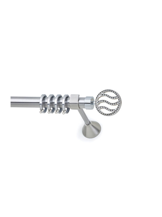 Anartisi Metallic Curtain Pole Unique Double with Rail Φ25mm 160cm Nickel Satin