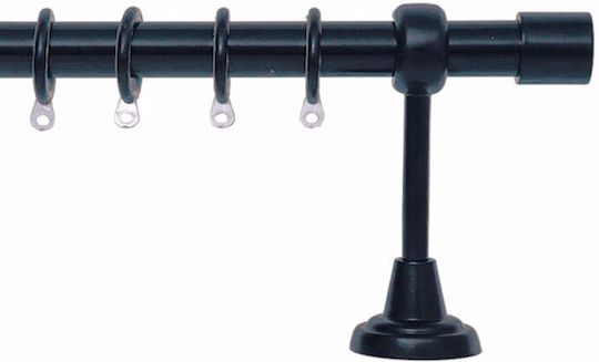 Import Hellas Metallic Curtain Pole Single Cap Diameter 25mm Length 160cm Black
