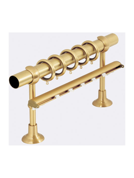 Aslanis Home Metallisch Vorhangstange Queen Doppel mit Schiene Φ25mm 160cm Gold