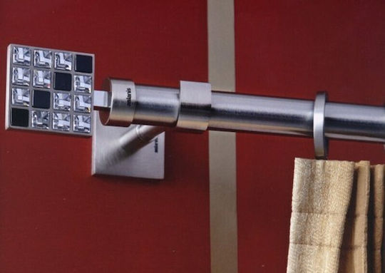 Aslanis Home Metallic Curtain Pole Puzzle Single Φ25mm 160cm Silver