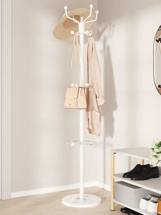 vidaXL Metallic Coat Rack with Umbrella Holder White 37x37x180cm