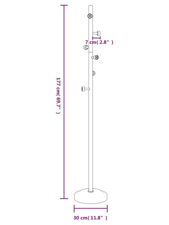 vidaXL Καλόγερος Μεταλλικός Μαύρος 30x30x177cm