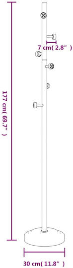 vidaXL Καλόγερος Μεταλλικός Μαύρος 30x30x177cm