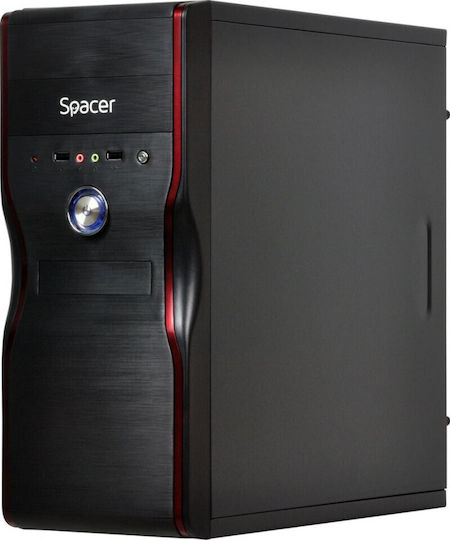 Spacer Mercury Midi Tower Κουτί Υπολογιστή Μαύρο