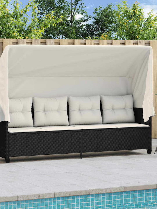 Sofa Outdoor Rattan with Pillows 200x52.5cm