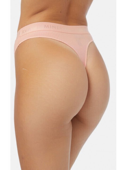 Minerva Cozy Rib Modal Women's String Peach Cream