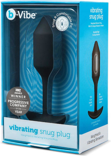 b-Vibe Vibrating Snug Plug Анална тапа с вибрация Medium Черна 12.5см