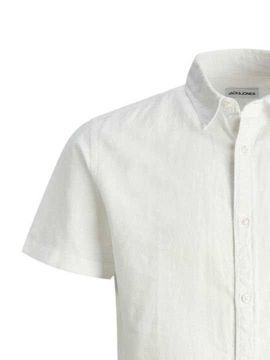 Kids Shirt Short Sleeve Classic Linen Jack And Jones Junior White Boy 12248938 White