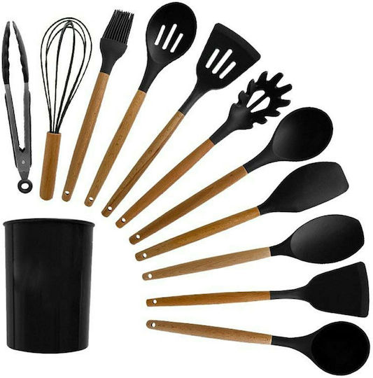 Set de Gătit din Silicon cu Suport 12buc Negru