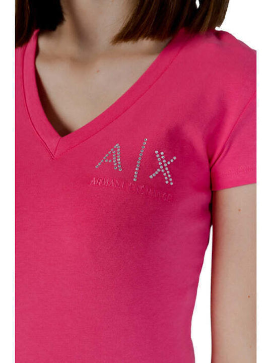 Armani Exchange Damen T-shirt mit V-Ausschnitt Weiß