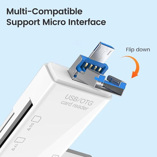 Card Reader micro USB USB 3.1 Type-C για SD/microSD Λευκό
