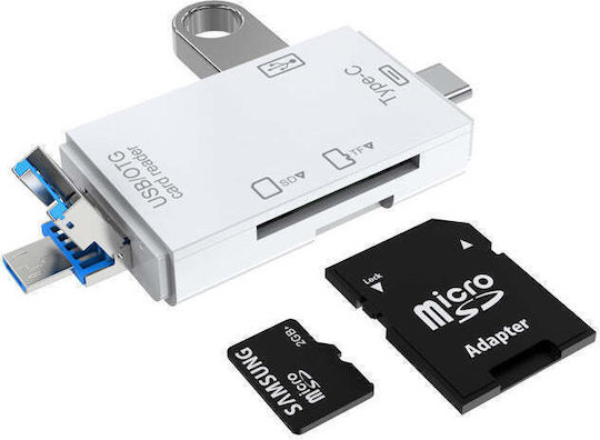 Card Reader micro USB USB 3.1 Type-C για SD/microSD Λευκό