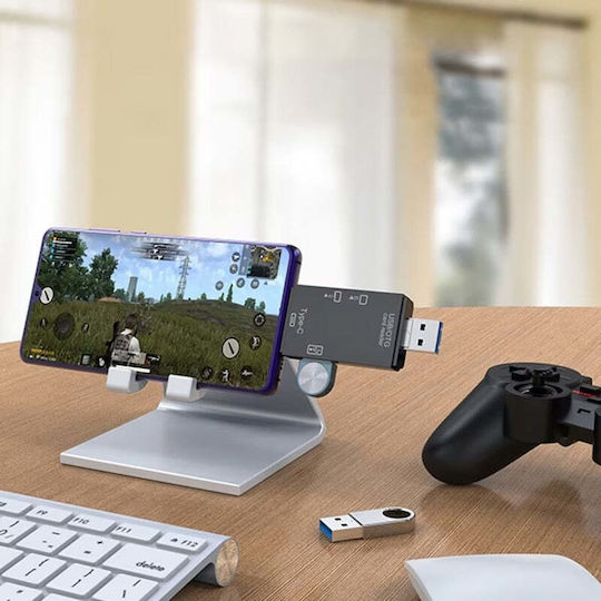 Card Reader micro USB USB 3.1 Type-C για SD/microSD Λευκό