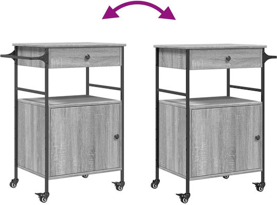 vidaXL Wooden Kitchen Trolley 3 Tiers Gray 56x43x89.5cm