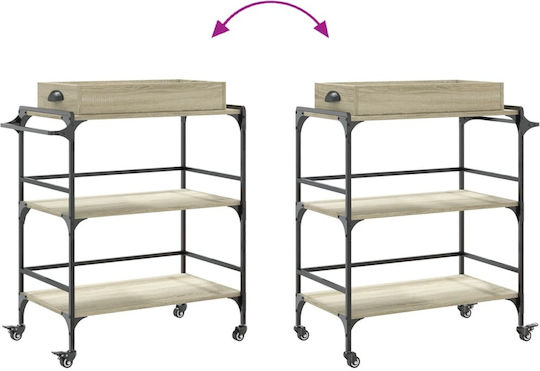 vidaXL vidaXL Lebensmittelregal Holz Mit 3 Ebenen Braune 81,5x41x92,5cm