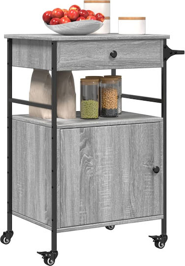vidaXL Wooden Kitchen Trolley 3 Tiers Gray 56x43x89.5cm