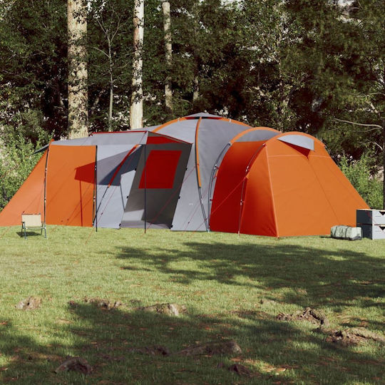 vidaXL Καλοκαιρινή Σκηνή Camping Τούνελ Πορτοκαλί για 12 Άτομα 840x720x200εκ.