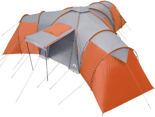 vidaXL Καλοκαιρινή Σκηνή Camping Τούνελ Πορτοκαλί για 12 Άτομα 840x720x200εκ.
